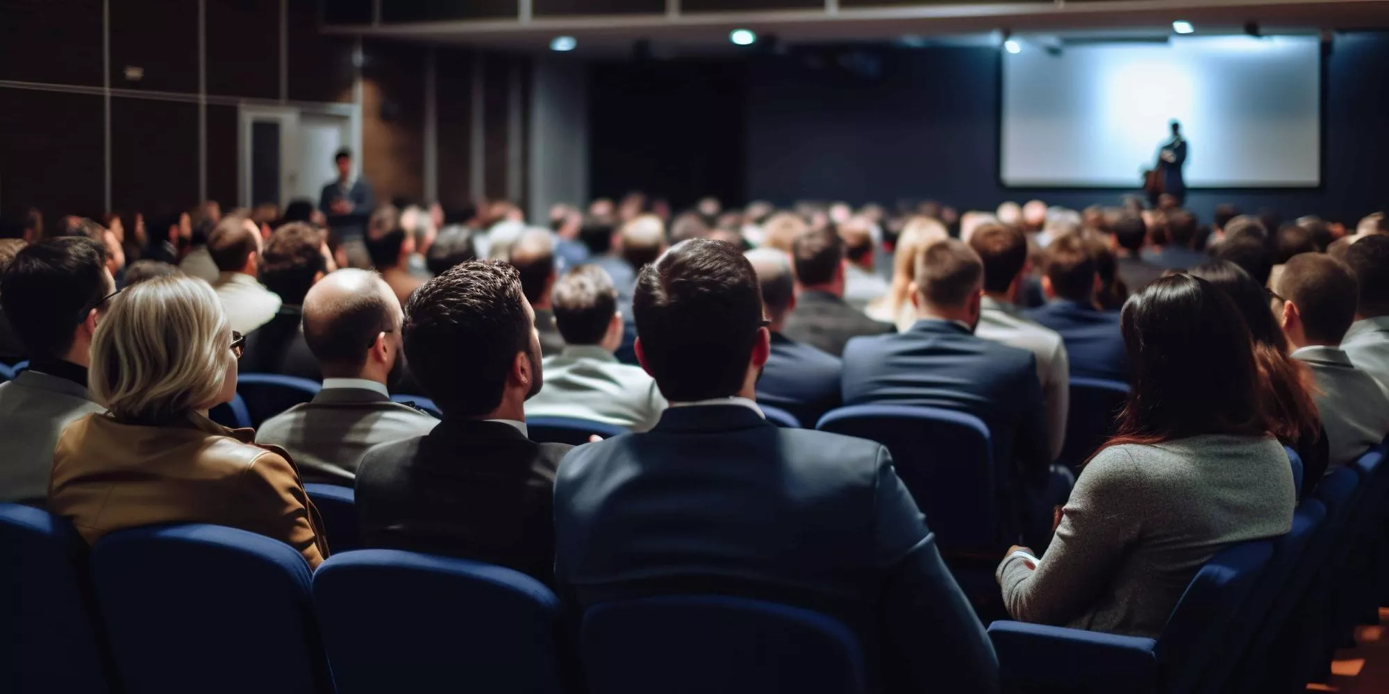 View from capturing businessmen engaged business conference discussing ideas strategies professional setting generative ai 1