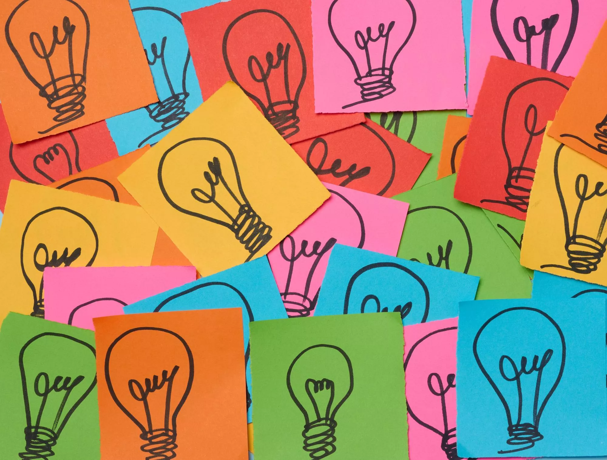 Drawn electric lamps pieces paper